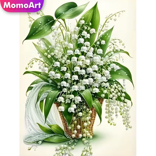 Momoart Blumen-Diamantgemälde Maiglöckchen Wanddekoration in Multicolour B/H: 30 x 30 cm - Bild 1