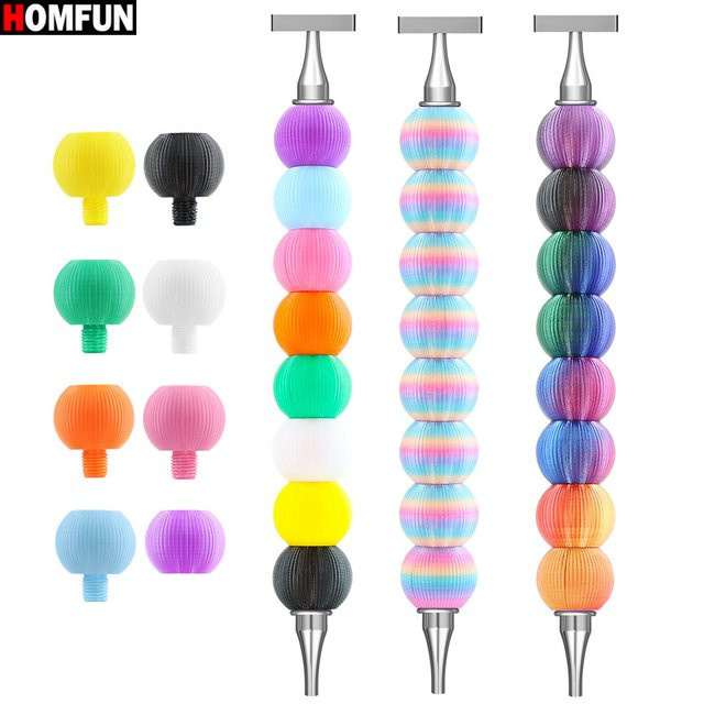 HOMFUN Abnehmbarer Diamant-Malstift mit Metall-Schraubgewinde-Spitze für Stickerei und Punktbohren in Multicolour - Bild 1