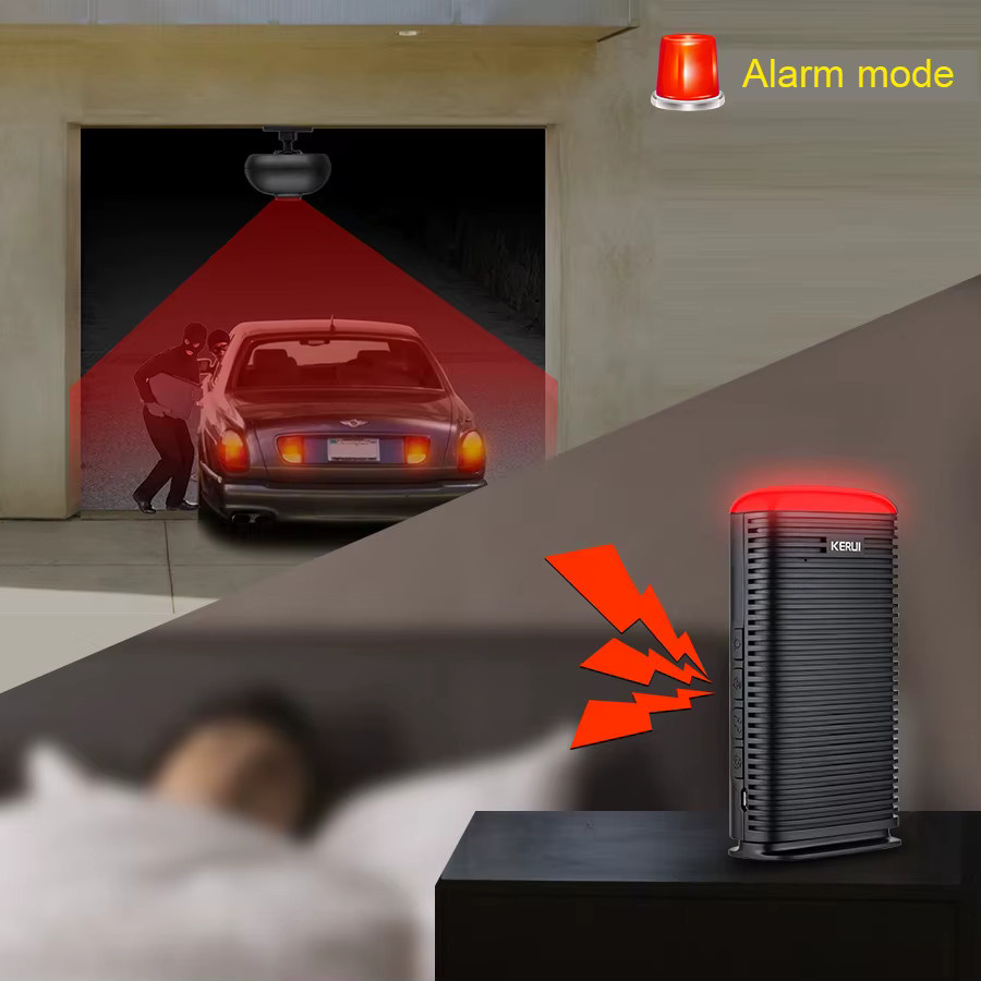 KERUI DW9 Drahtloser PIR Bewegungsmelder für Garage und Einfahrt, Wasserdichter Outdoor Einbrecheralarm mit WiFi, Schwarz - Bild 4