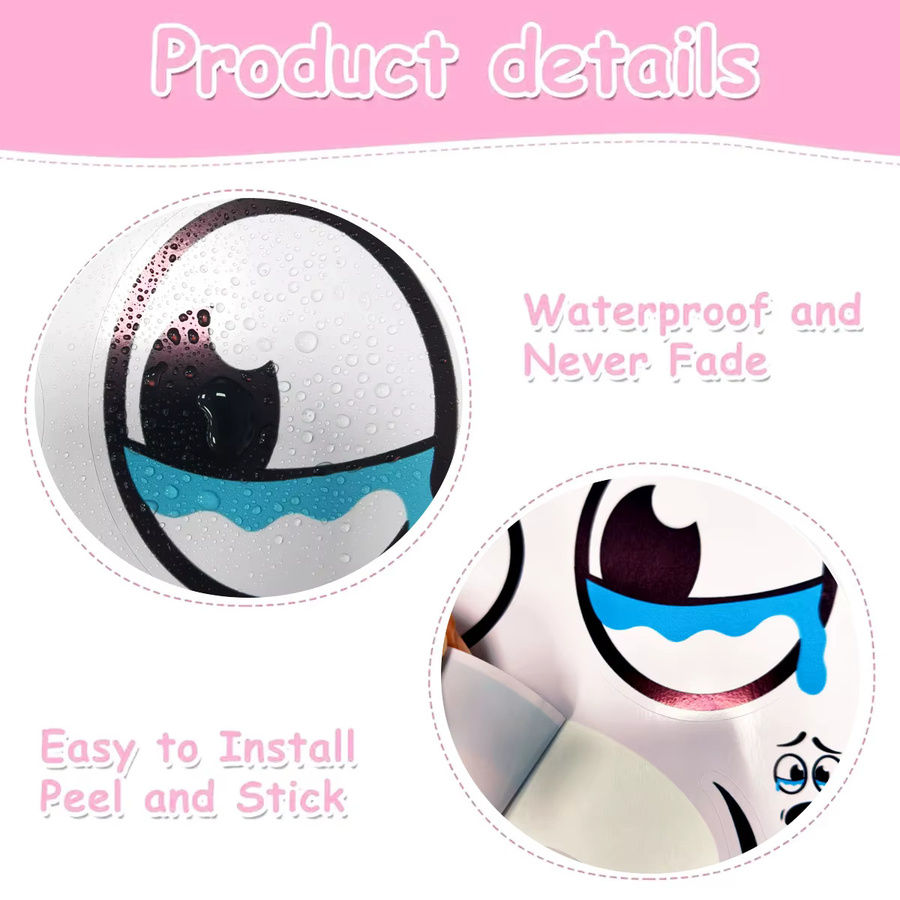 BRUP Selbstklebender Mülleimer-Aufkleber mit Cartoon-Lächeln-Gesicht, wasserfester Vinyl-Aufkleber in Mehrfarbig für Zuhause, Küche und Badezimmer - Bild 2