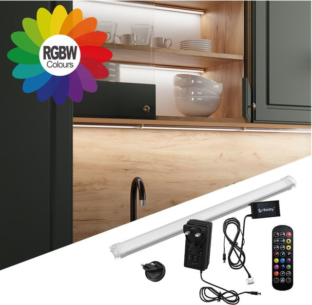 Vicco RGBW LED-Leiste Set in Weiß mit Fernbedienung, B: 50 cm, H: 1,5 cm - Bild 1