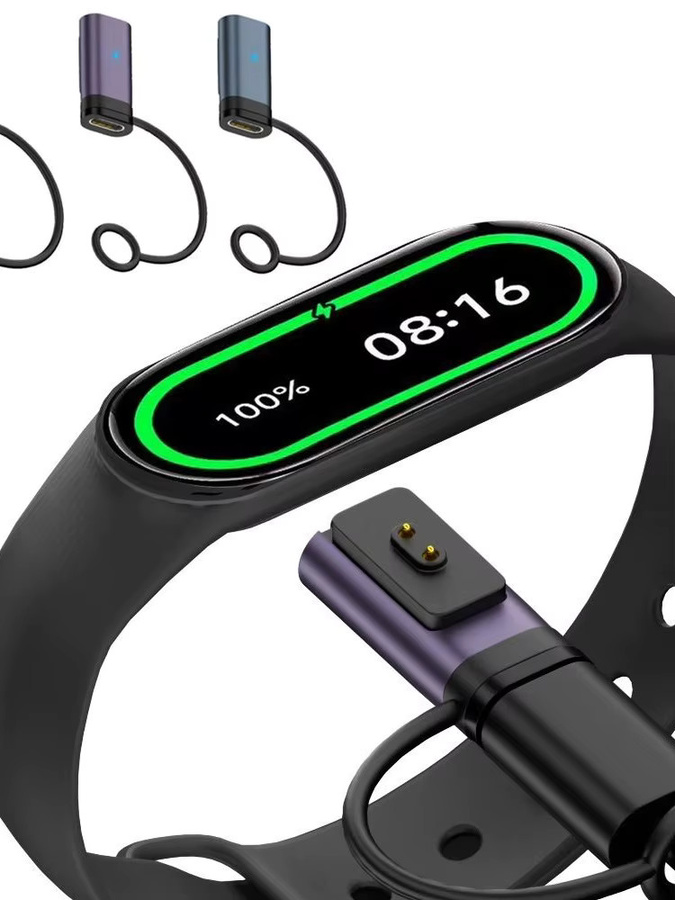 Magnetischer USB-C Ladegerät-Konverter mit LED-Anzeige für Xiaomi Smart Band 8/9/10 Pro und Redmi Watch 5/4/3 in Silber - Bild 5