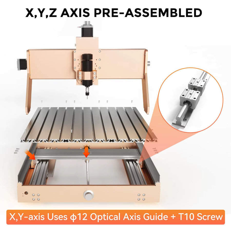 LUNYEE 4040 Turbo CNC-Fräsmaschine mit 500 W und Linearschiene, 3-Achsen-Graviermaschine für Holz, Acryl und Aluminium - Bild 4