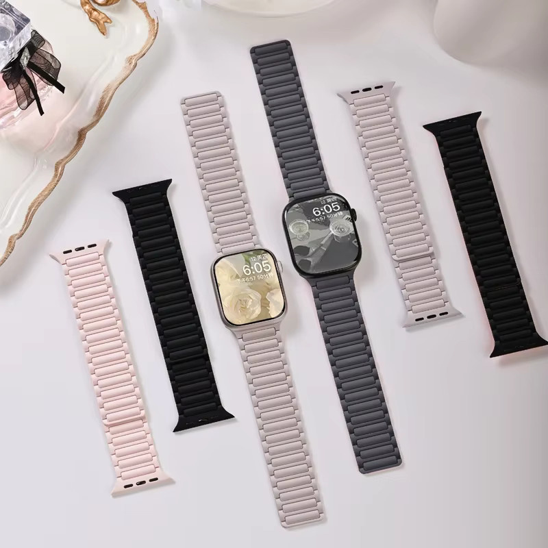 CAOWTAN Silikonarmband mit Magnetverschluss für Apple Watch Ultra 2, Series 10, 9, 8, 7, 6, SE und weitere Modelle - Bild 2