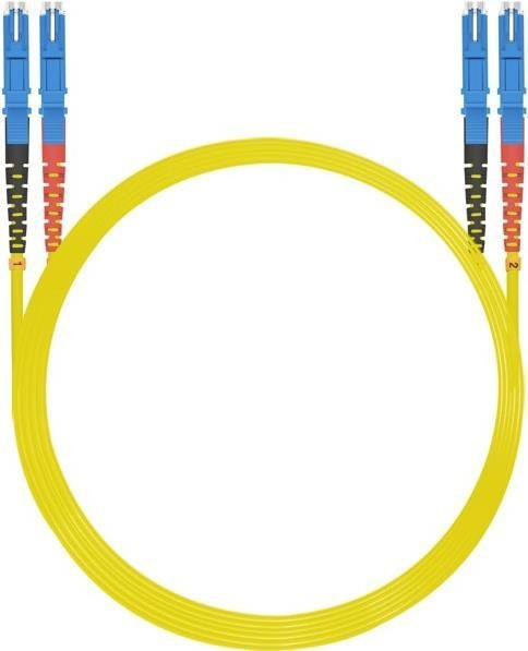 Helos LWL Patch-Kabel E2000 zu LSH, Duplex Glasfaser OS2, 9/125 Mikrometer, Gelb, Länge: 3 m - Bild 1