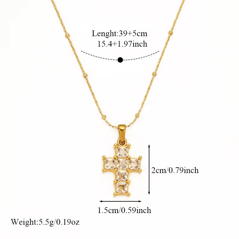 EILIECK Halskette mit Kreuz-Anhänger, Zirkonia, Gold, Damen - Bild 2