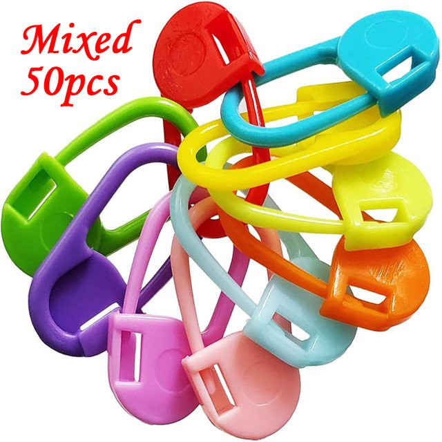 50 Stück Strickmarkierungen YWXXin.LIFE Maschenmarkierer Clips aus Kunststoff in Multicolour für Nähen und Stricken - Bild 1