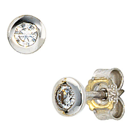 Colfem Ohrstecker 375 Weißgold, Zirkonia, rund - Bild 1
