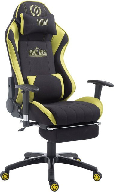 TPFLiving Racing Gaming Bürostuhl Shiva Stoff mit Fußablage Schwarz/Grün - Bild 1