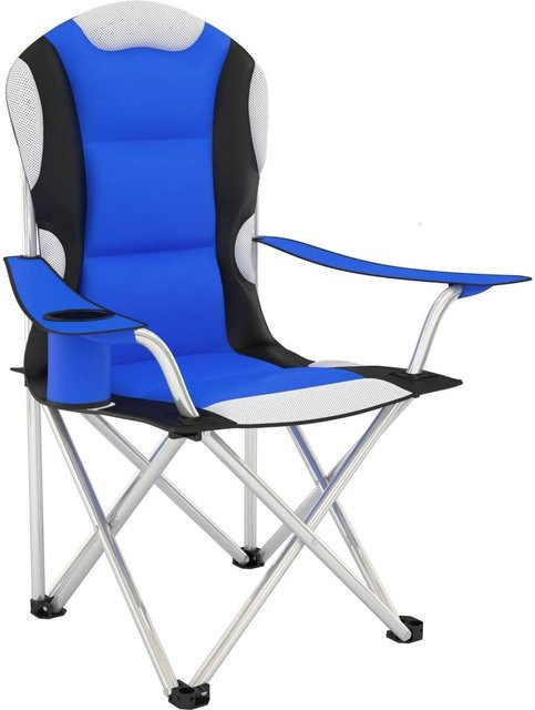 TECTAKE Campingstuhl faltbar blau mit Polsterung und Getränkehalter, B/T/H: 60 x 88 x 110 cm - Bild 2