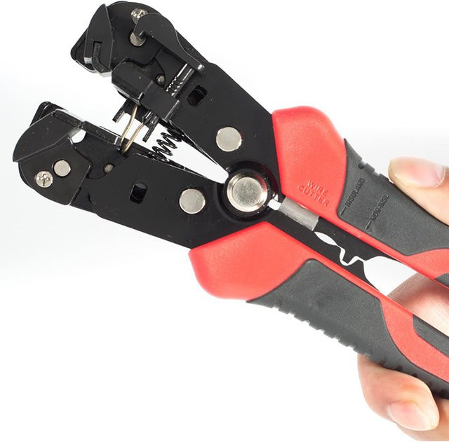 WEELEE 3-in-1 Automatischer Abisolierer 8 Zoll für 10–24 AWG Voll- und Litzendrähte in Blau und Rot - Bild 1