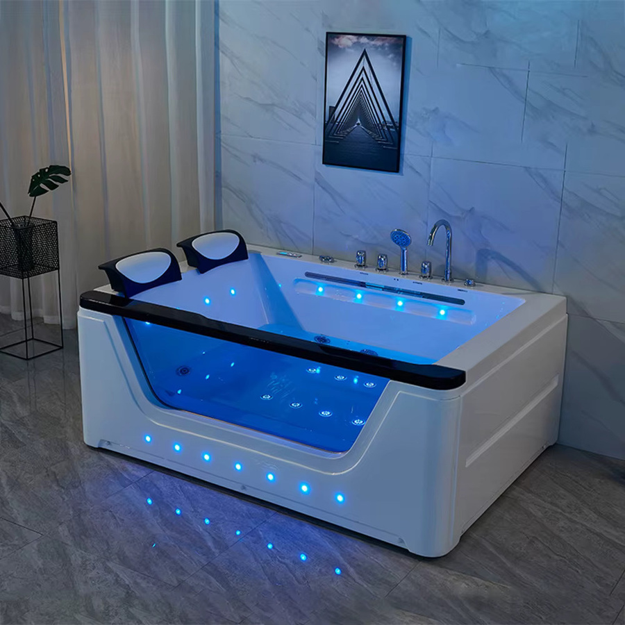 Tuboom Chromotherapie-Whirlpool-Badewanne aus Acryl mit Hydromassage und Surfing-Massagefunktion, Weiß, Länge: 170 cm - Bild 4
