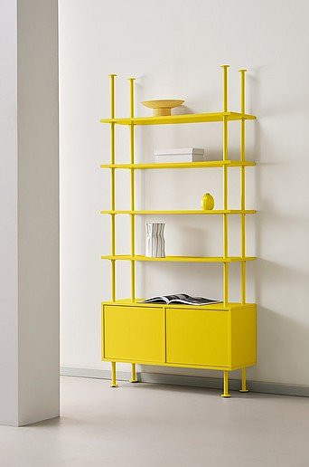 Jotex KIPP Regal modern in Gelb aus Metall und MDF, B/T/H: 35 x 10 x 210 cm - Bild 1