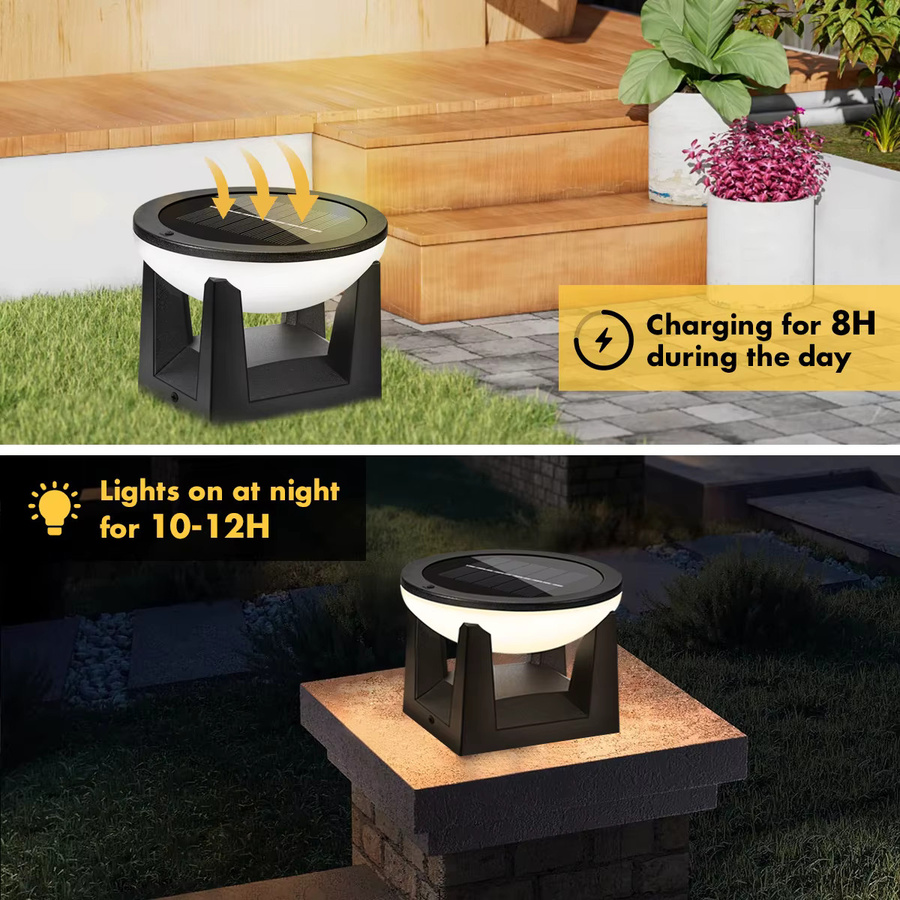 AMARYLLIS Solar LED Laterne Modern Wasserdicht Schwarz mit Warmweißem Licht für Garten und Terrasse - Bild 3