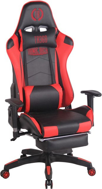 TPFLiving Racing Bürostuhl Turbine Gaming Chair mit Fußablage und Kopfstütze in Schwarz/Rot - Bild 1