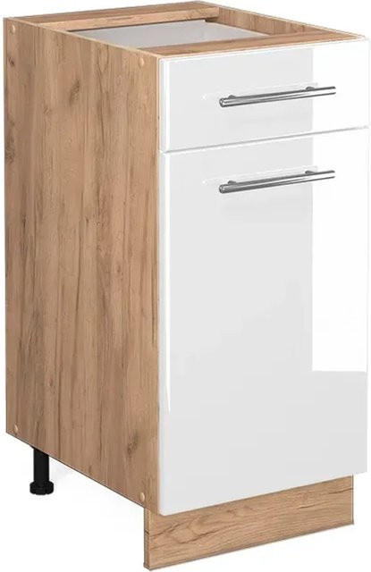 Vicco Küchenunterschrank Fame-Line Weiß Hochglanz und Eiche mit Schublade und Drehtür, Breite: 40 cm - Bild 2