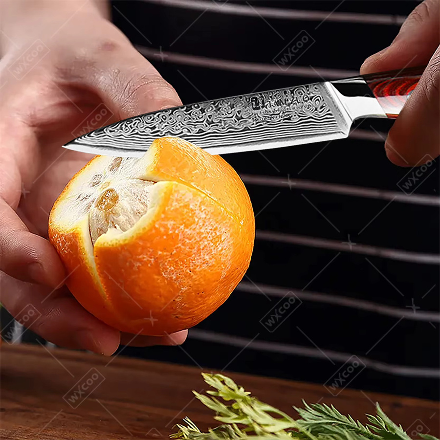 TAMZUO Japanisches Utility-Obstmesser aus 67-lagigem Damaststahl mit Holzgriff, 12,7 cm - Bild 4