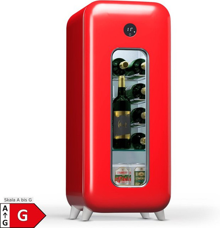 Klarstein Weinkühlschrank Shirley 15 Uno in Rot mit Glastür und 1 Kühlzone für 15 Flaschen