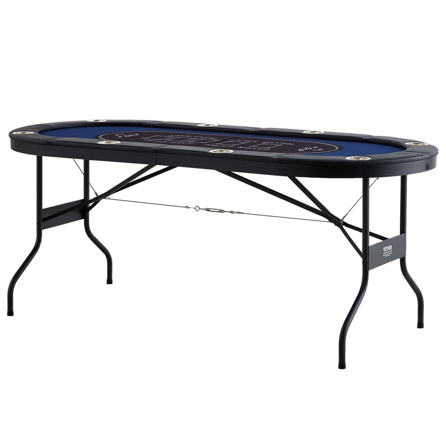 Buying Solutions MB Klapp-Pokertisch für 8 Spieler in Schwarz mit Filzoberfläche und Edelstahl-Getränkehaltern - Bild 3