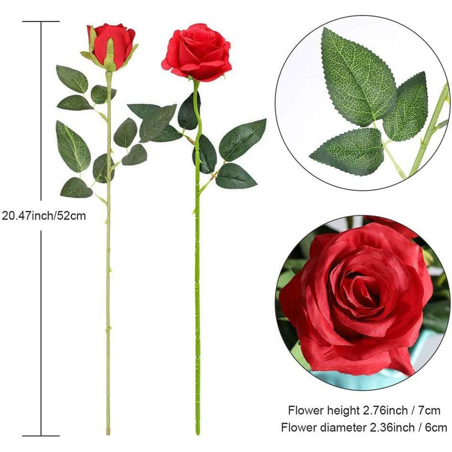 12 Stück Realistischer Künstlicher Rosenstrauß aus Seide von Garden Supplies My in Weiß - Bild 3