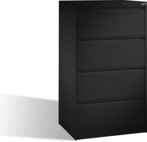 C+P Hängeregistraturschrank Acurado DIN A4 mit 4 Schubladen, zweibahnig, Schwarzgrau - Bild 1