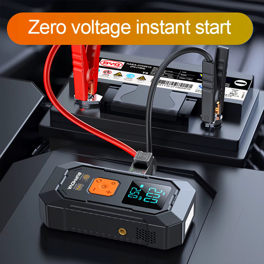 BSMOOM 1500A Starthilfe-Powerbank mit integrierter Luftpumpe und 25000 mAh Akku für Benzin- und Dieselmotoren bis 10,0L, Schwarz - Bild 8