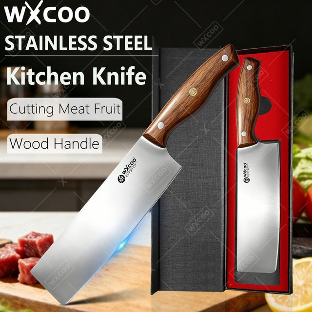 WXCOO Fleischbeil aus Edelstahl mit Holzgriff in Silber - Bild 1