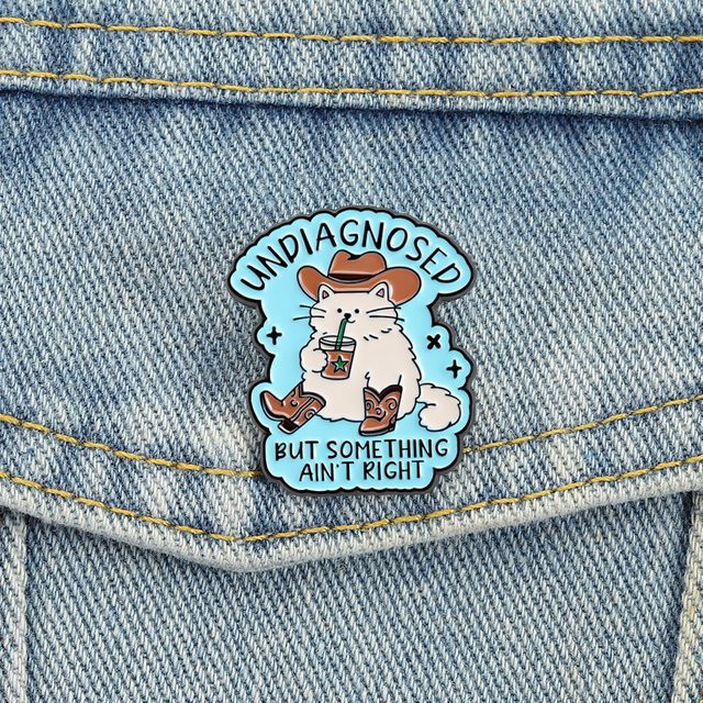 Miss Zoe Anstecknadel Cowboy-Katze, Emaille, Unisex - Bild 1