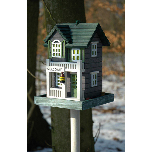 DOBAR Vogelfutterhaus Welcome aus Kiefernholz in Bunt, Grün und Weiß - Bild 2