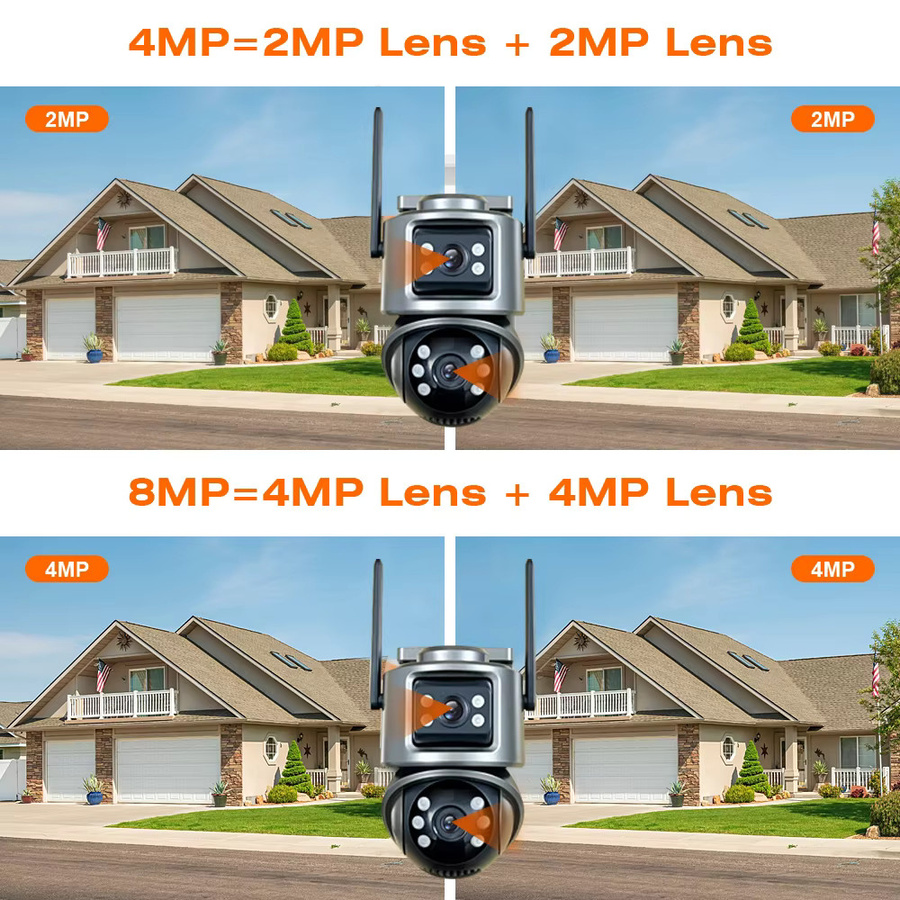 DDBROUGEN 8MP 4K PTZ Wifi Kamera mit Dual Objektiv und Dual Bildschirmen, Drahtlose Outdoor CCTV Sicherheit IP Kamera mit AI Menschlicher Erkennung und ICSEE App Unterstützung - Bild 2