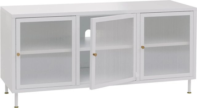 MCW TV-Rack O87 Lowboard im Industrial Look aus Metall mit Schilfglas in Weiß, B/T/H: 120 x 40 x 58 cm - Bild 2