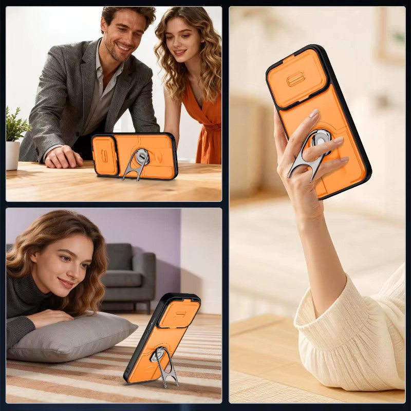 Robuste Hybrid Schiebe-Kameraschutzhülle für Xiaomi 14T 15T Pro 15 Ultra und Mi 17 Pro Max in Pink und Orange - Bild 2