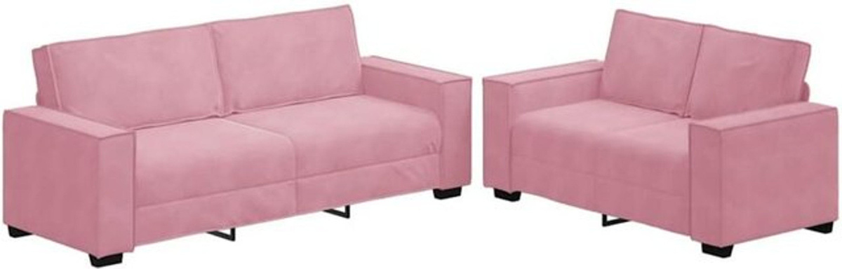 2-tlg. Schlafsofa-Garnitur aus Samt in Rosa von vidaxl mit Kissen - Bild 1