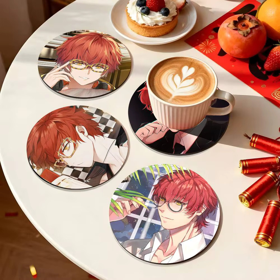 Holzuntersetzer Anime Mystic Messenger mit Farbdruck, rund, Mehrfarbig - Bild 5