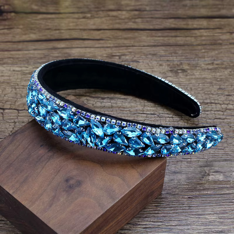 FirstStar Haarbänder Samt, blau, rosa, Vollkristallstein, Diamanten, Damen - Bild 1