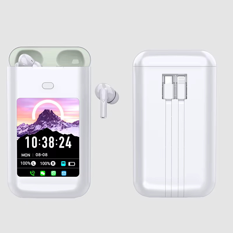CHUYI Bluetooth In-Ear Kopfhörer mit Großbildschirm und KI-Übersetzungsfunktion in Weiß - Bild 4