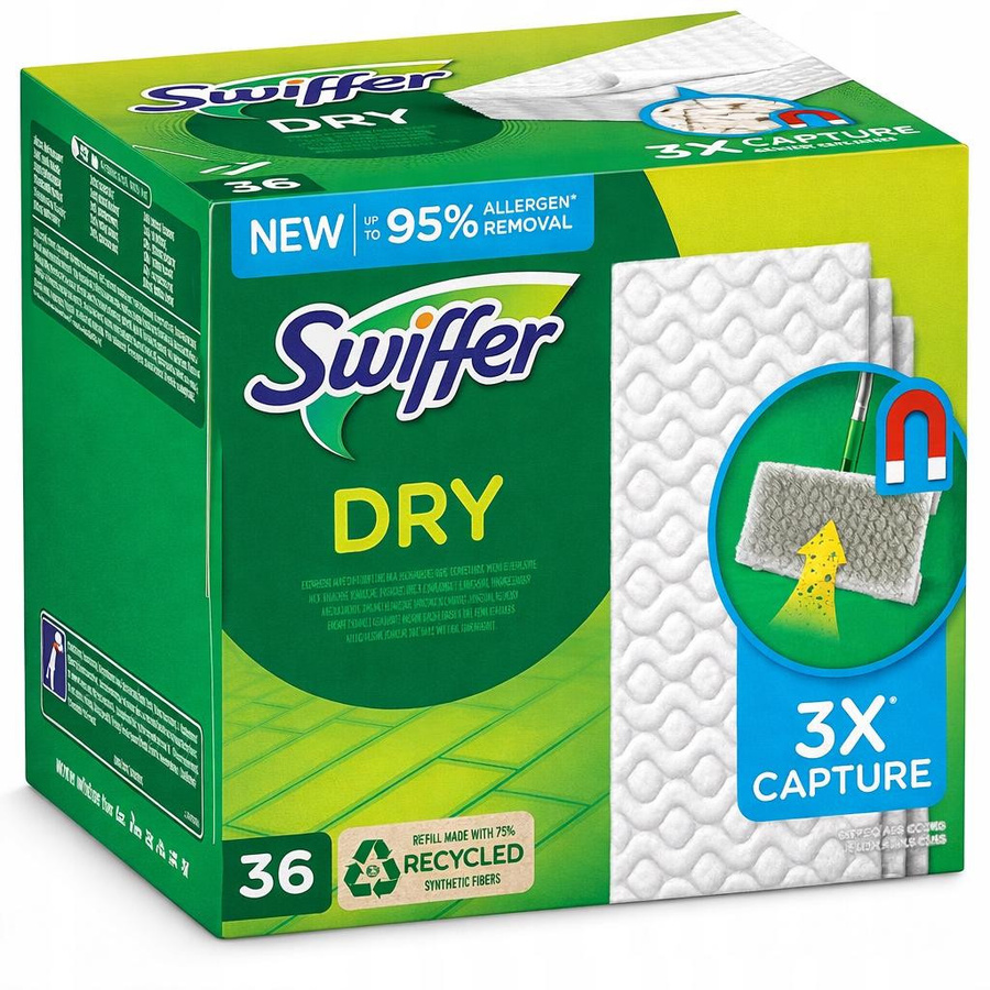 Swiffer Trockene Bodenwischtücher für den Mopp, Elektrostatische Nachfülltücher, Weiß, 36 Stück - Bild 4
