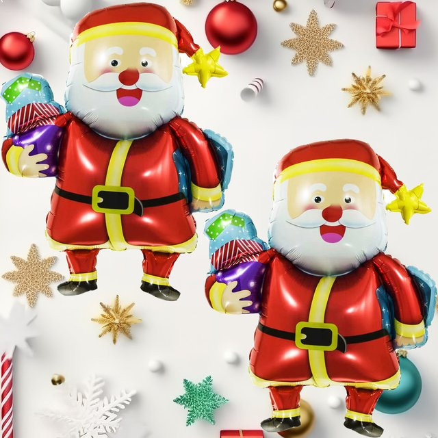 2er-Set Weihnachtsmann Folienballons in Mehrfarbig für deine Weihnachtsdekoration und Partyzubehör - Bild 1