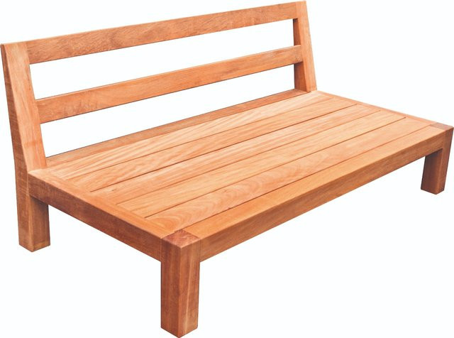 Lounge Sitzbank aus geöltem Hartholz in Braun, wetterfest, B/T/H: 136 x 68 x 74,5 cm - Bild 1