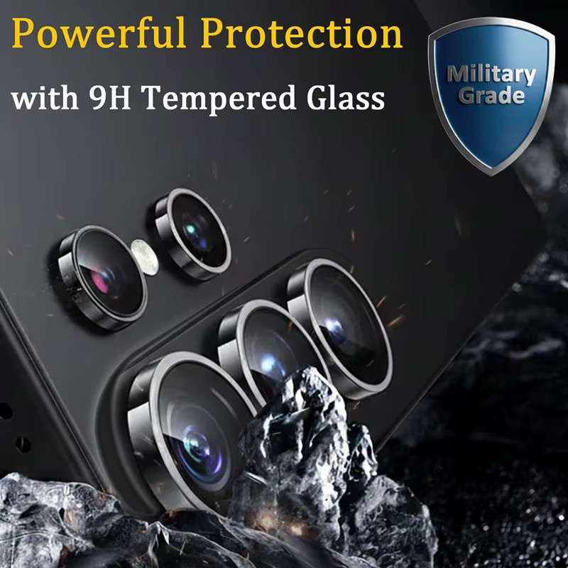 Metall-Kameraschutzkappe für Samsung S26 Ultra Plus mit gehärtetem Glas und AR AF Beschichtung in Silber und Transparent - Bild 2