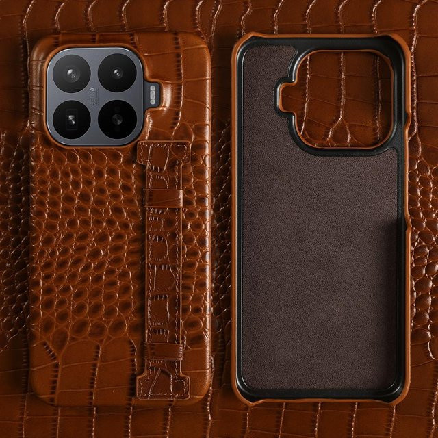 Luxuriöses Echtleder Case mit Krokodilmuster und Handgelenkschlaufe für Xiaomi 17T Pro 15 17 Ultra 15T 14T 13T 12S 15S Pro in Braun - Bild 1