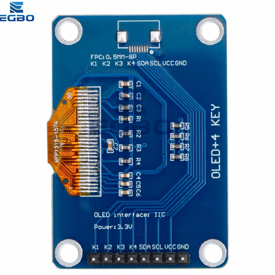 EGBO OLED-Anzeigemodul mit I2C-Schnittstelle in Weiß und Blau, 128 x 64 Auflösung, SSD1315/SH1106-Treiber und 4 x 4 Tastatur, 0,96 Zoll oder 1,3 Zoll - Bild 3