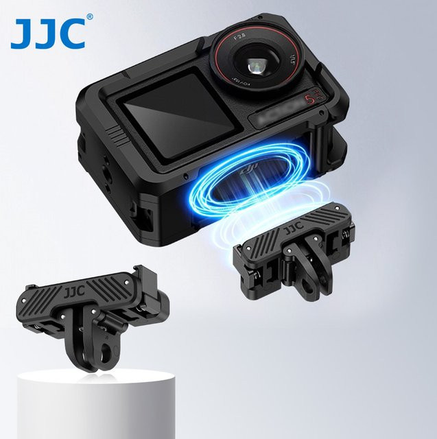 JJC Magnetische Schnellwechsel-Adapterbasis für DJI Osmo Action 5 Pro, 4 und 3 in Schwarz, faltbare Montagebasis mit zwei Klauen - Bild 1