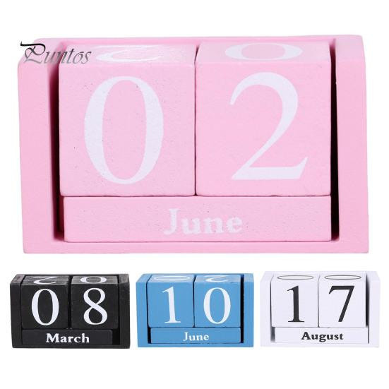 Puntos Ewiger Schreibtischkalender aus Massivholz mit Monats- und Datumsanzeige im rustikalen Bauernhaus-Stil - Bild 1
