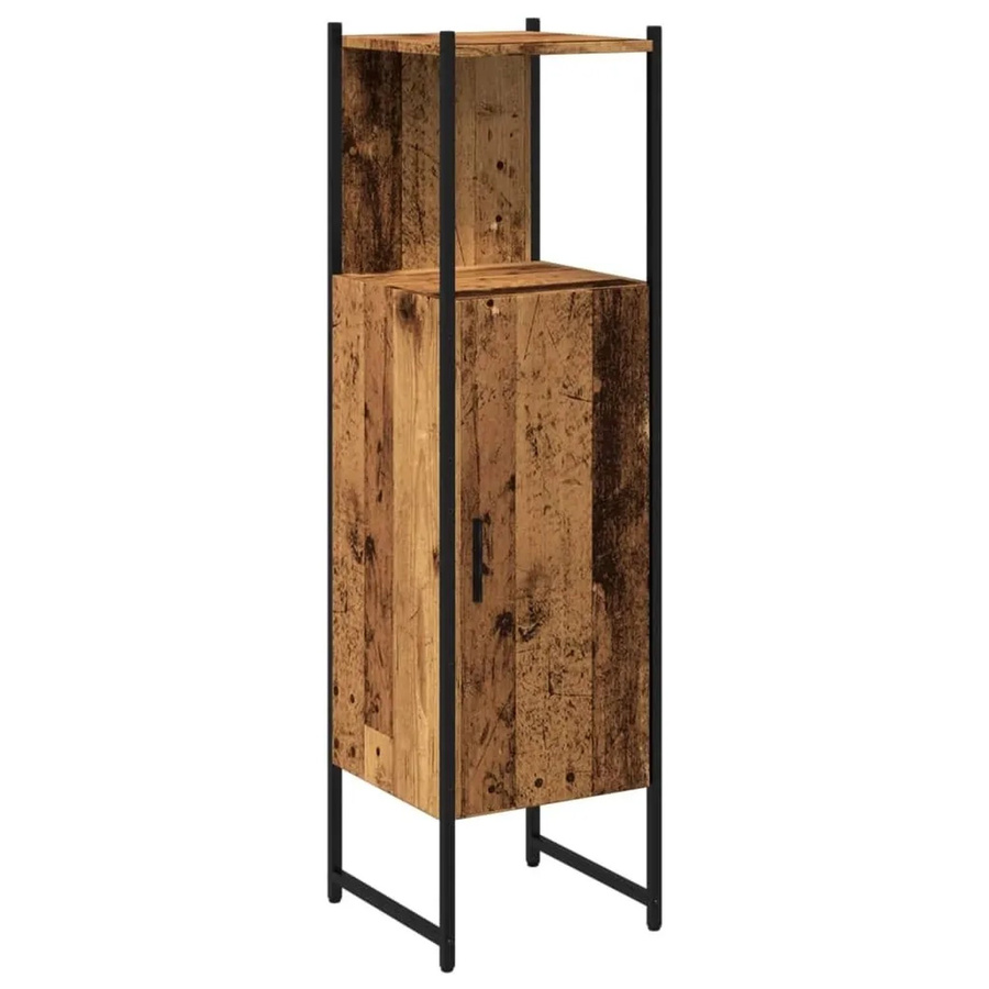 vidaXL Badschrank in Altholz-Optik Braun, Wandmontage, B/T/H: 33 x 33 x 120,5 cm - Bild 2