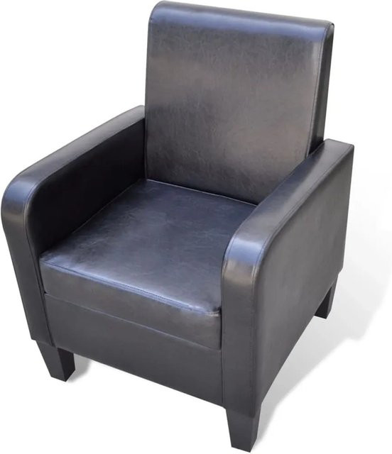 vidaXL Sessel Modell 1 in Schwarz aus Kunstleder mit Holzrahmen und Armlehnen, B/T/H: 79,5 x 60,0 x 61,0 cm - Bild 1