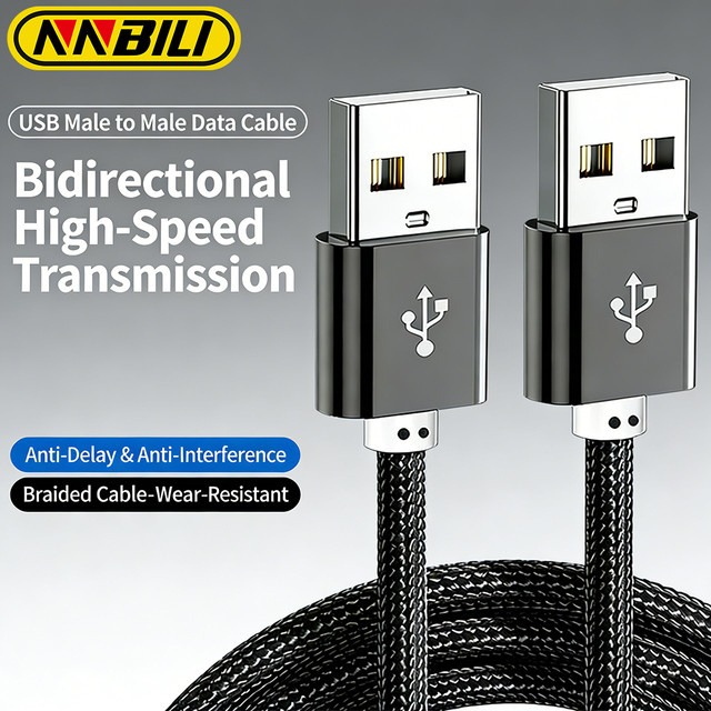 NNBILI USB A zu USB A Verlängerungskabel, Datenkabel für Festplatte, Webcam und Kamera, Schwarz - Bild 1
