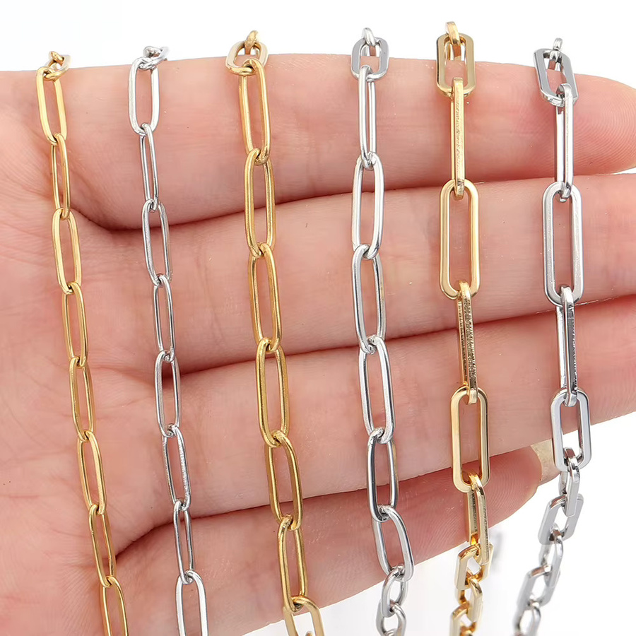 louleur Gliederkette Edelstahl, goldene Stahlfarbe, 1 Meter, Unisex - Bild 2