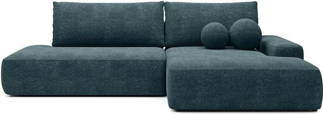 Vente-unique Schlafsofa Daviso in Blau mit L-Form und Stoffbezug, Breite: 276 cm - Bild 1