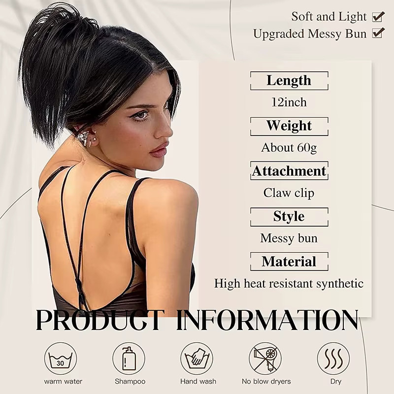 ISIGROSI Clip-in-Haarknoten, synthetisch, gerade, Damen - Bild 1